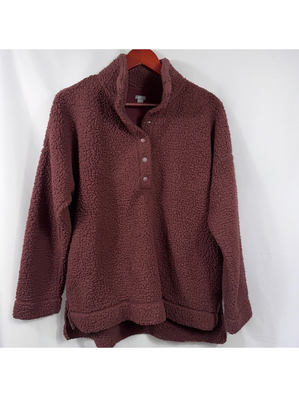 Aerie Women’s S Maroon Sherpa Snap Pullover Fleece